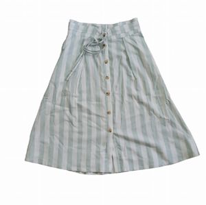 A New Day Mint Striped Midi Skirt Size M